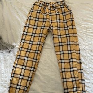 Shein yellow plaid pull on pants